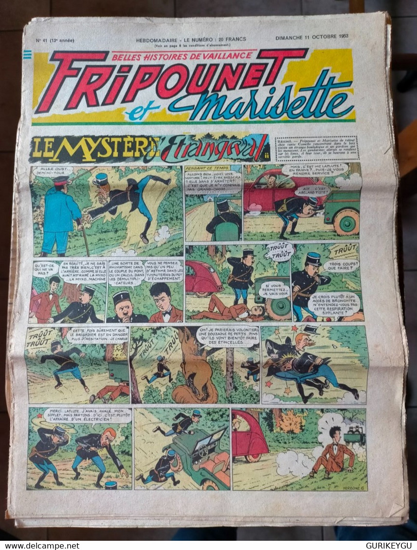 Fripounet Et Marisette N° 41 Sylvain Et  Sylvette  11/10/1953  Le Mystère D'étrangeval Le Grand Mur Blanc - Sylvain Et Sylvette