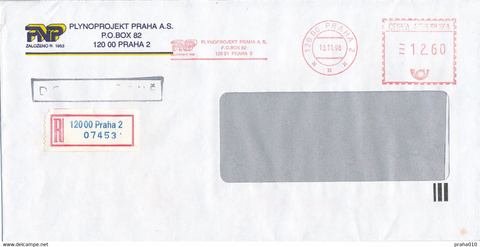 F0552 - Czech Rep. (1998) 120 00 Praha 2: PLYNOPROJEKT, Ltd. Prague (projects - Gas Industry). - Gas