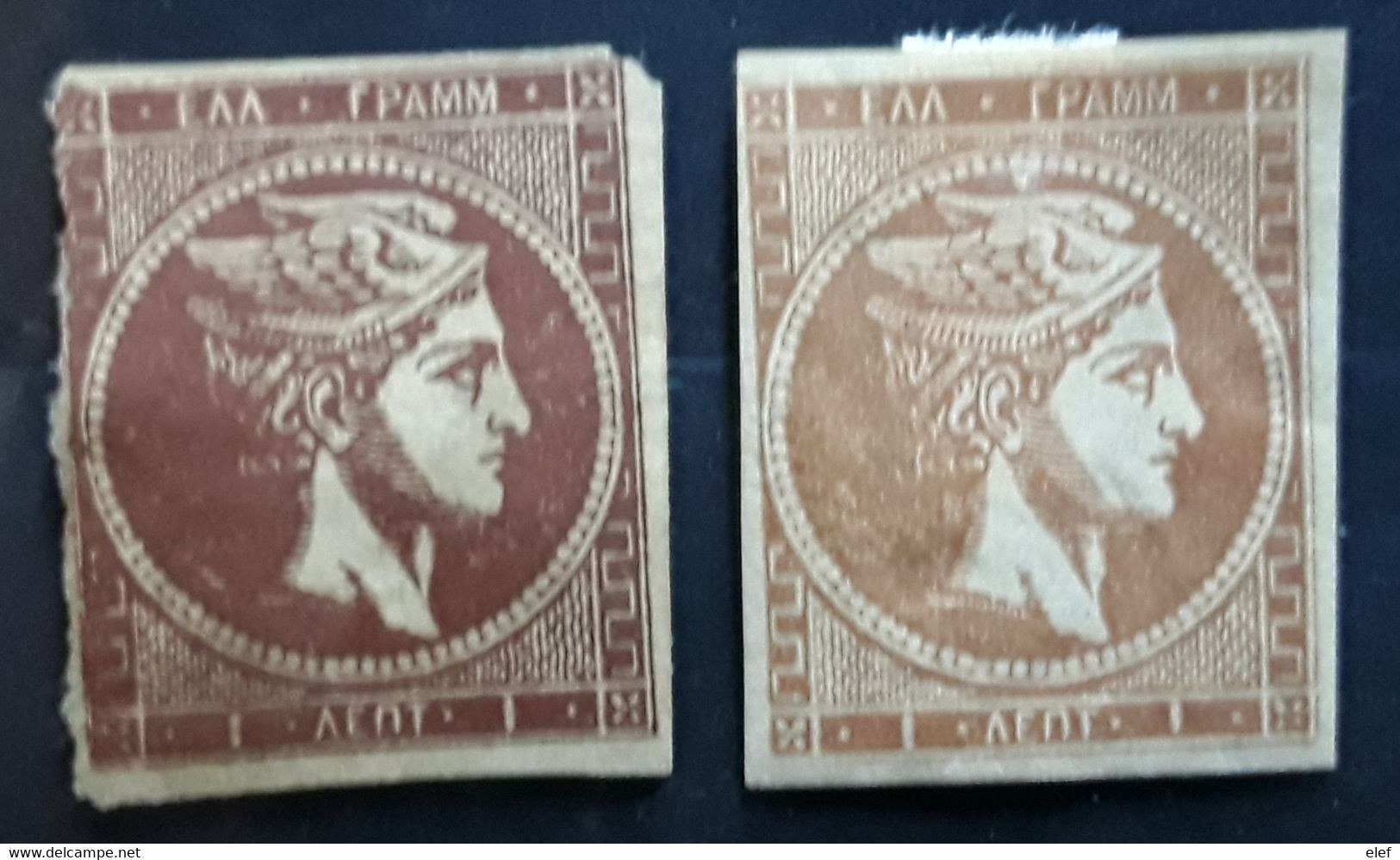 GRECE GREECE TYPE MERCURE HERMES ,2 Timbres 1 L Brun , Nuances Foncée / Claire  BTB - Ongebruikt