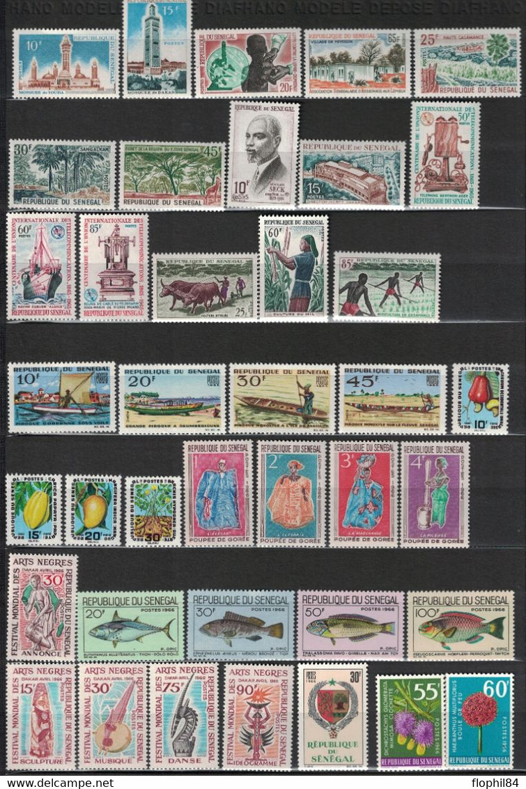 SENEGAL - COLLECTION A COMPLETER - DE 1960 A 1967 AVEC POSTE AERIENNE ET TAXE - COTE Y&T 2019 -  222€. - Senegal (1960-...)