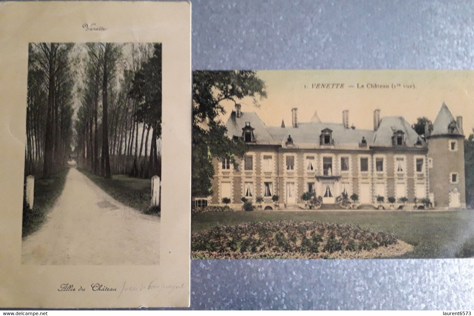 Lot De 2 Cartes Postales De Venette, 60,les Allées Du Château, Et Le Château - Venette