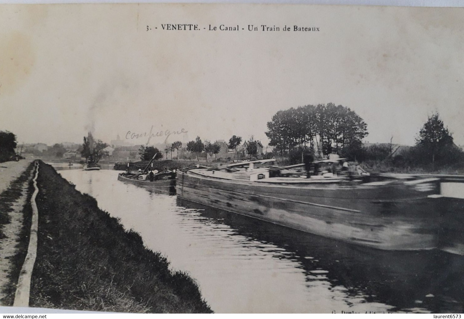 Carte Postale De Venette, 60, Le Canal, Un Train De Bateau, Péniche, - Venette