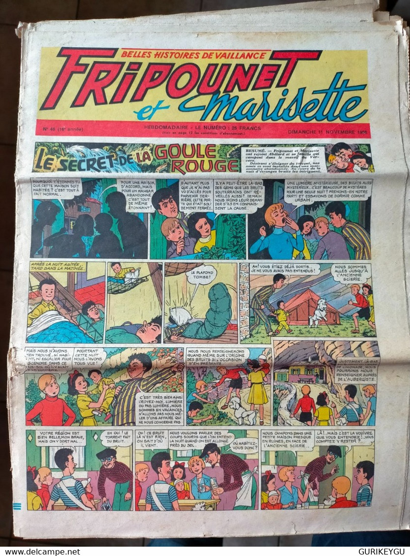 Fripounet Et Marisette N° 46 Sylvain Et  Sylvette  11/11/1956  Le Secret De La Goule Rouge - Sylvain Et Sylvette