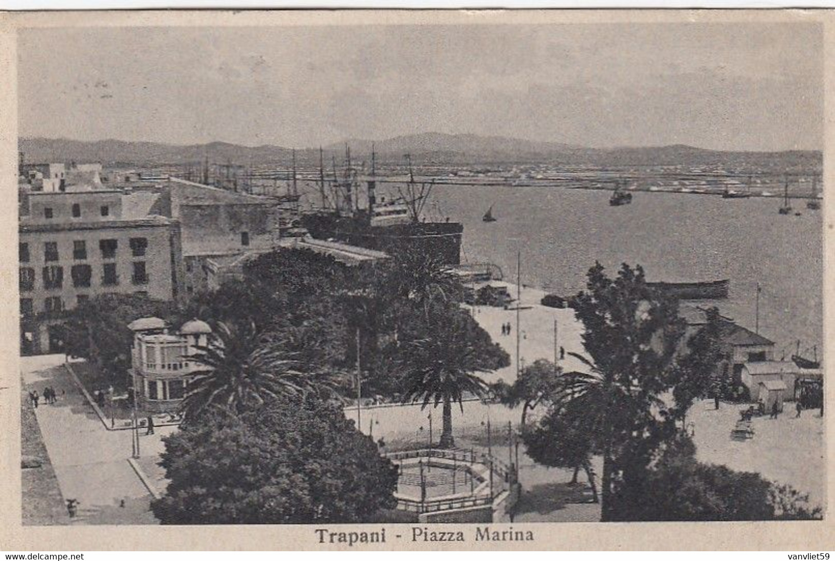 TRAPANI-PIAZZA MARINA-CARTOLINA VIAGGIATA IL 14-8-1937 - Trapani