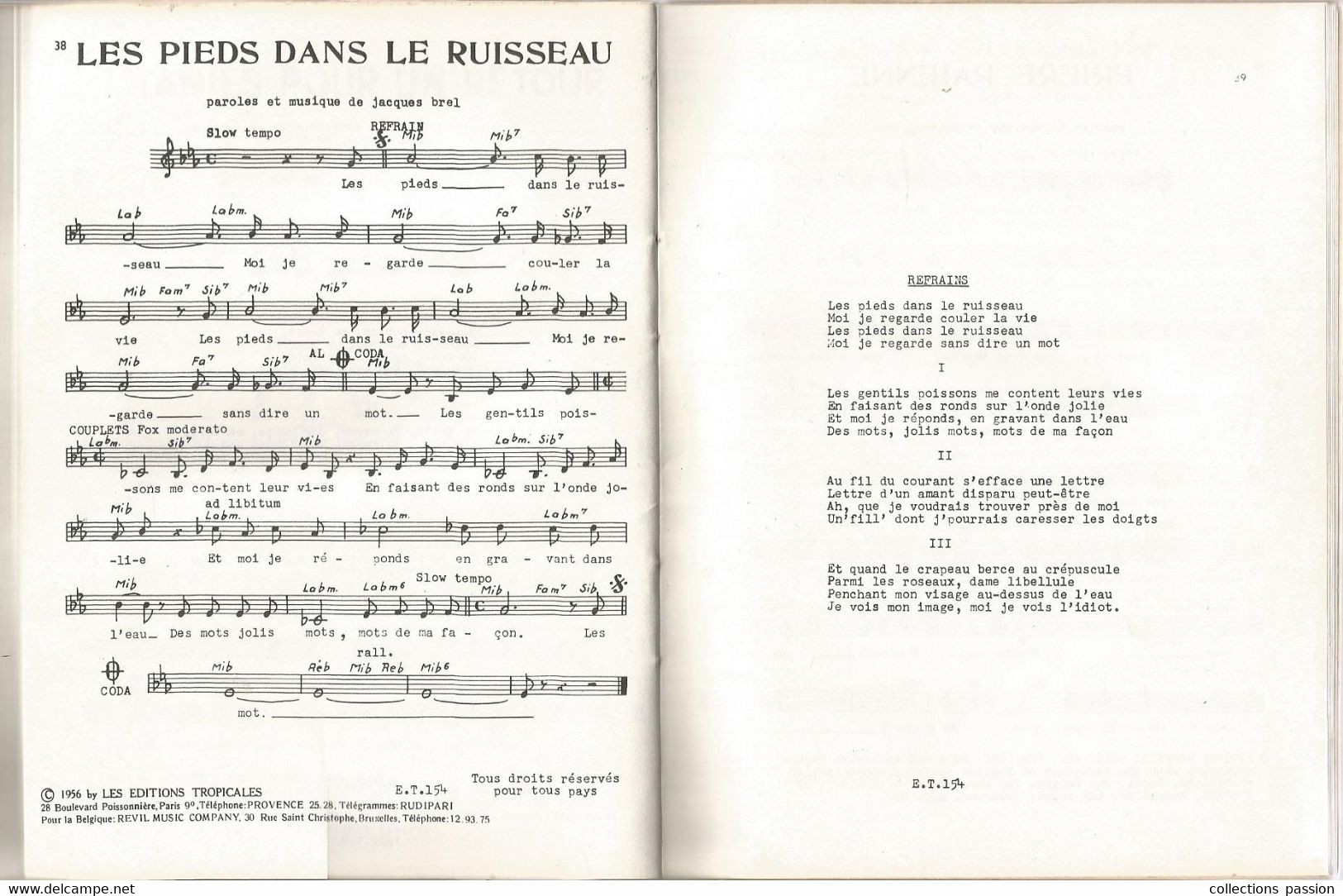 Partition Musicale,  25 Chansons De JACQUES BREL, Editions Caravelle, 4 Scans, Frais Fr 3.35 E - Partitions Musicales Anciennes