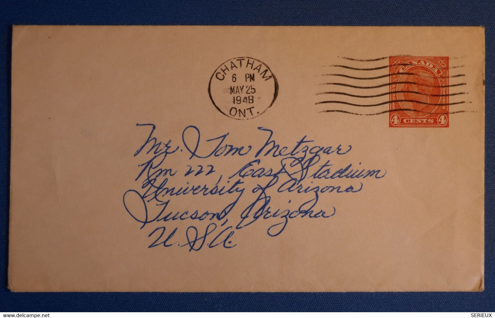 M20 CANADA BELLE LETTRE 1948 CHATAM POUR ARIZONA USA+ AFFRANCHISSEMENT PLAISANT - Lettres & Documents