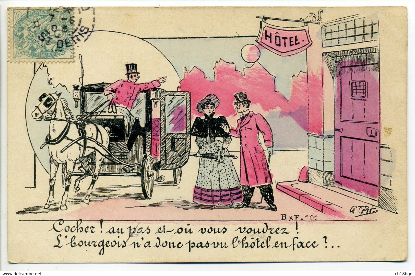 CPA Grivoise Illustrateur CABANT Cocher Au Pas Ou Vous Voudrez! L'bourgeois N'a Donc Pas Vu L'hôtel En Face! Peu Commune - Cabant