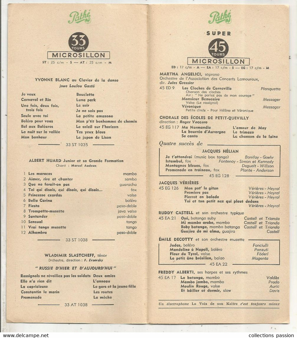 Disque ,  Disques Du Mois, 1954 ,n° 7, PAHE, PATHE MARCONI, 6 Pages , 3 Scans ,frais Fr 1.85 E - Autres & Non Classés