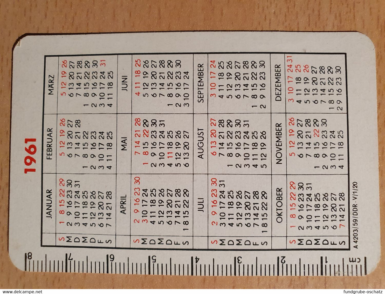 Pocket Calendar Taschenkalender DDR East Germany Deutsche Versicherungs Anstalt 1961 - Leichte Gebrauchsspuren - Petit Format : 1961-70