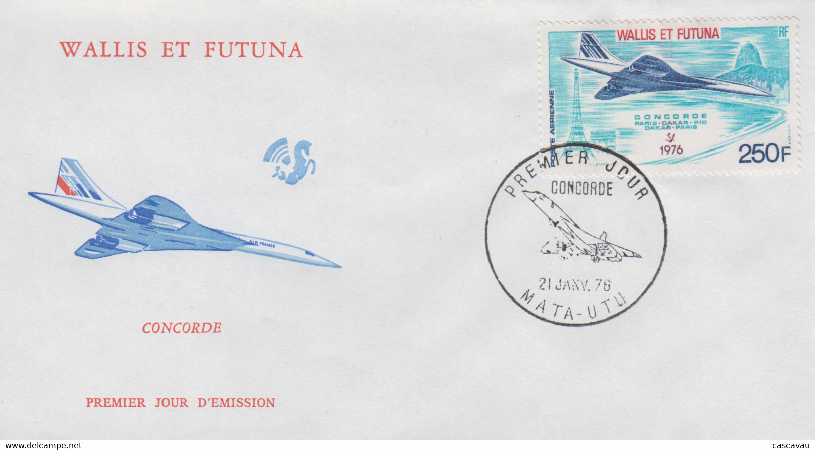 Enveloppe  FDC   1er  Jour   WALLIS  Et  FUTUNA     Avion    CONCORDE    1976 - FDC