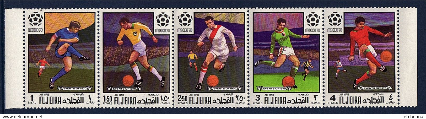 Fujeira Bande 5 Timbres Neufs Coupe Du Monde De Football Mexico 70 - 1970 – Mexique