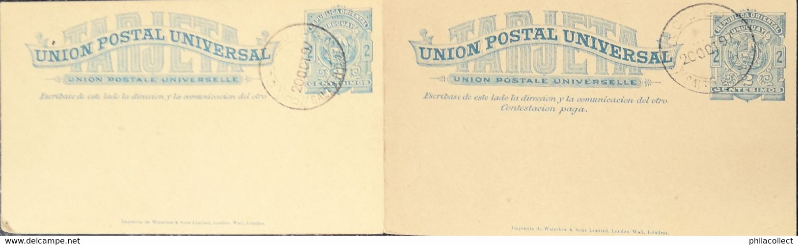 Uruguay // Double Postal Stationary Card // Tarjeta 2 Centesimos // Cancel 20 Oct 1897 - Uruguay