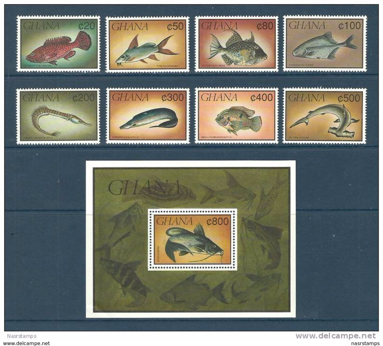 Ghana - 1991 - ( Fish - Fishes From Ghana ) Complete Set With S/S - MNH (**) - Ghana (1957-...)