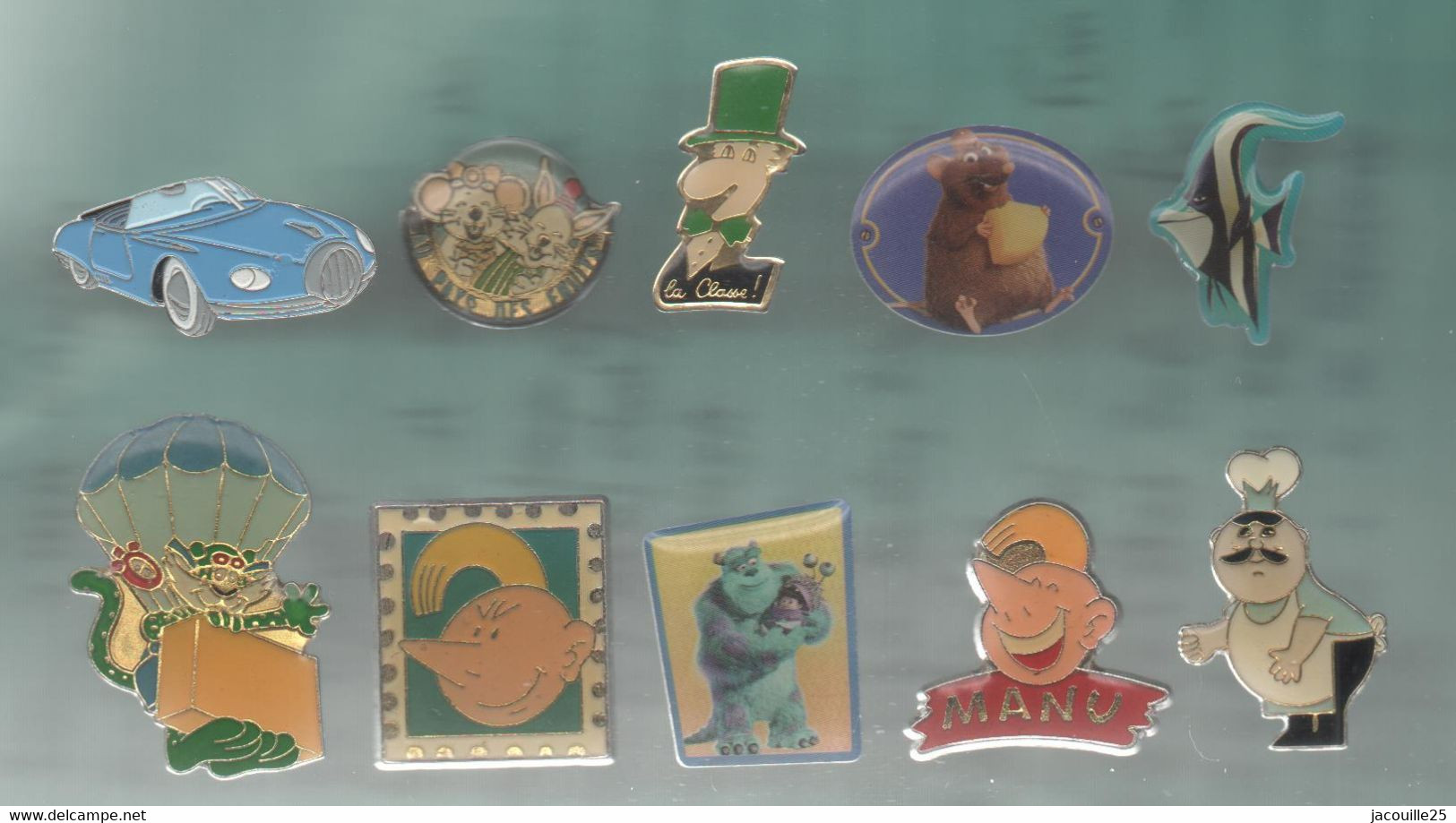 PINS PIN'S DISNEY 1196 DIVERS POISSON MANU RAT PARACHUTE TIMBRE SOURIS LA CLASSE  SPIROU LOT 10 PINS - Disney