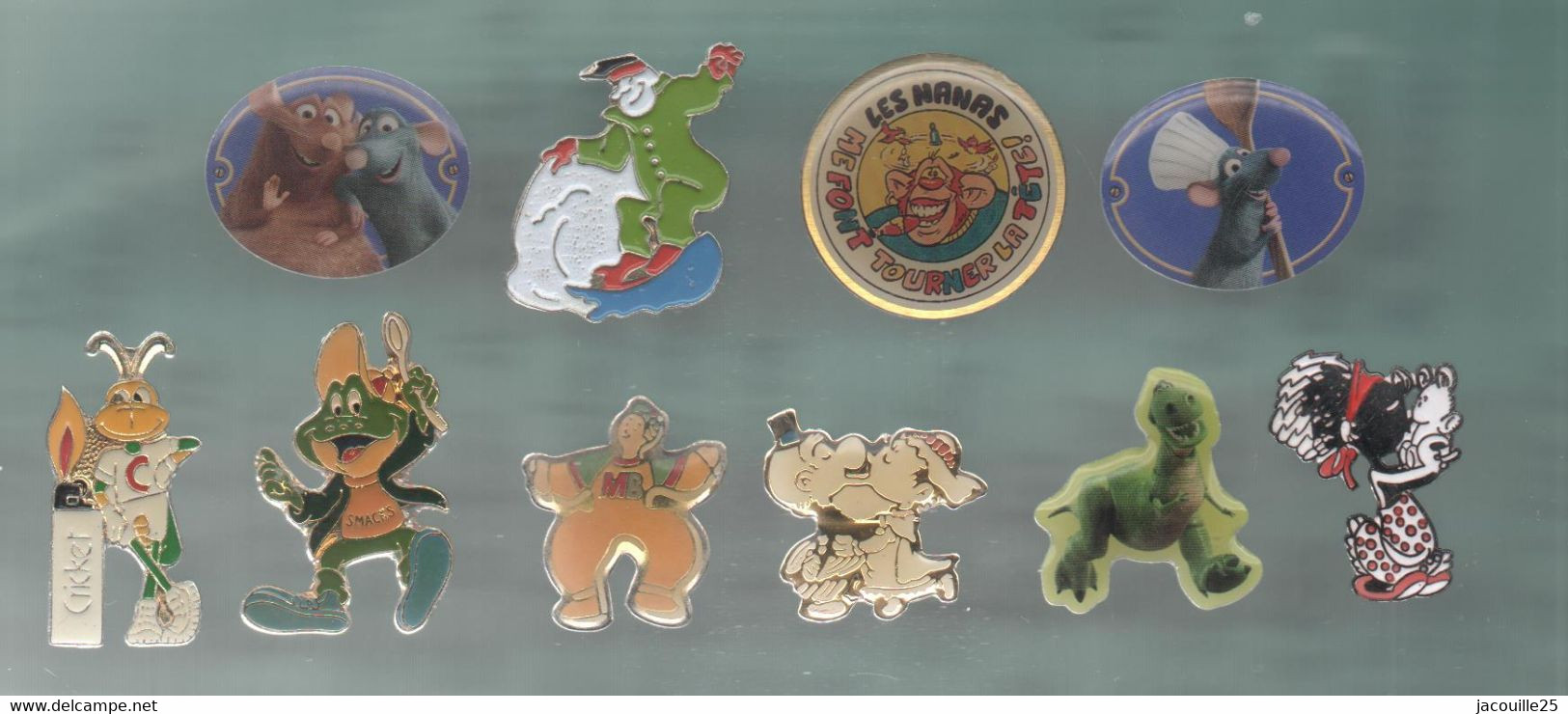 PINS PIN'S DISNEY 1197 DIVERS DRAGON SOURIS LE BAISER BRIQUET CRICKET MB SURF LES NANAS GRENOUILLE FILLETTE  LOT 10 PINS - Disney