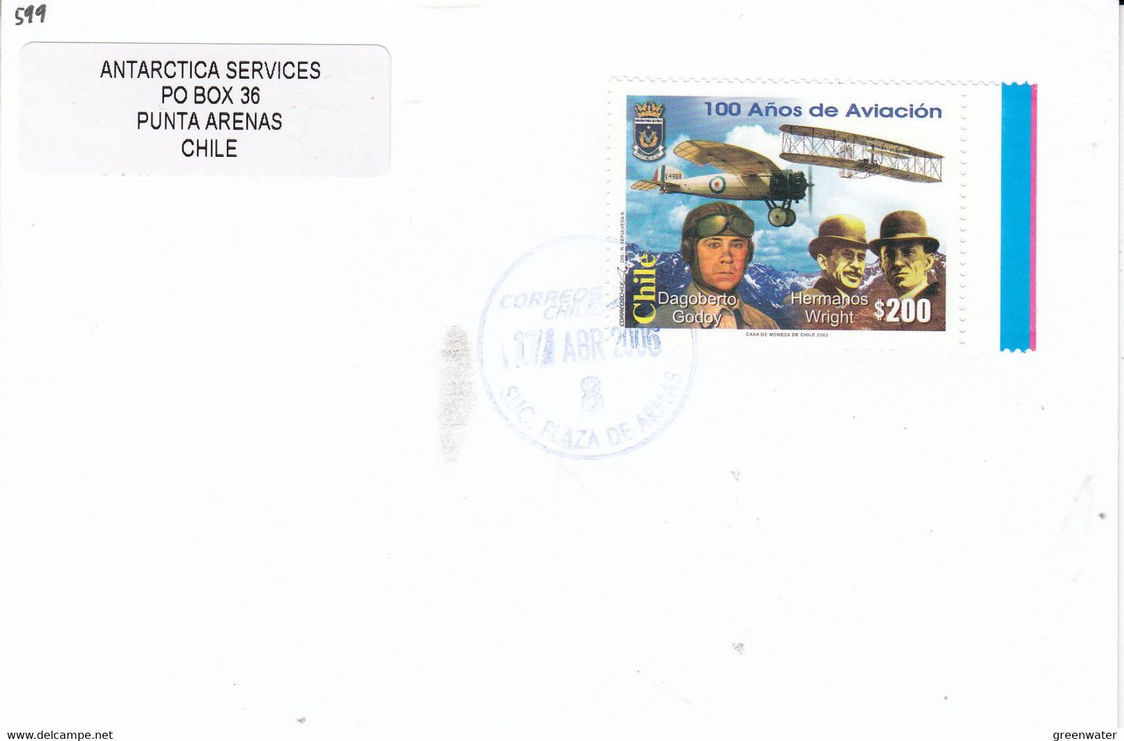 Chile 2006  Card Flight Chilean Airline Auckland/Santiago Fly Inside The Antarctic Circle Ca 17 ABR 2006(CH167A) - Vols Polaires