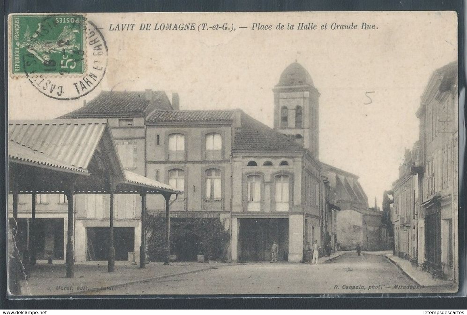 CPA 82 - Lavit-de-Lomagne, Place De La Halle Et Grande Rue - Lavit