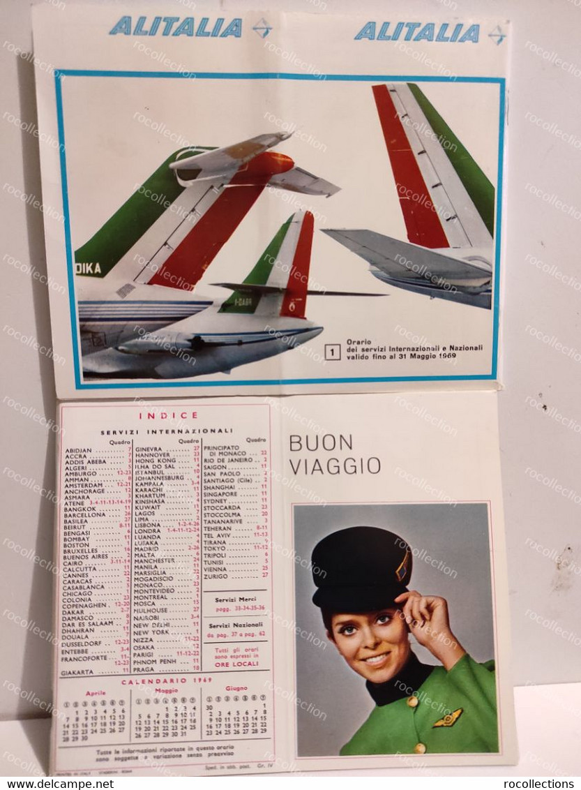 Italy ALITALIA Calendario 1969. Servizi Nazionali Internazionali - Grand Format : 1961-70