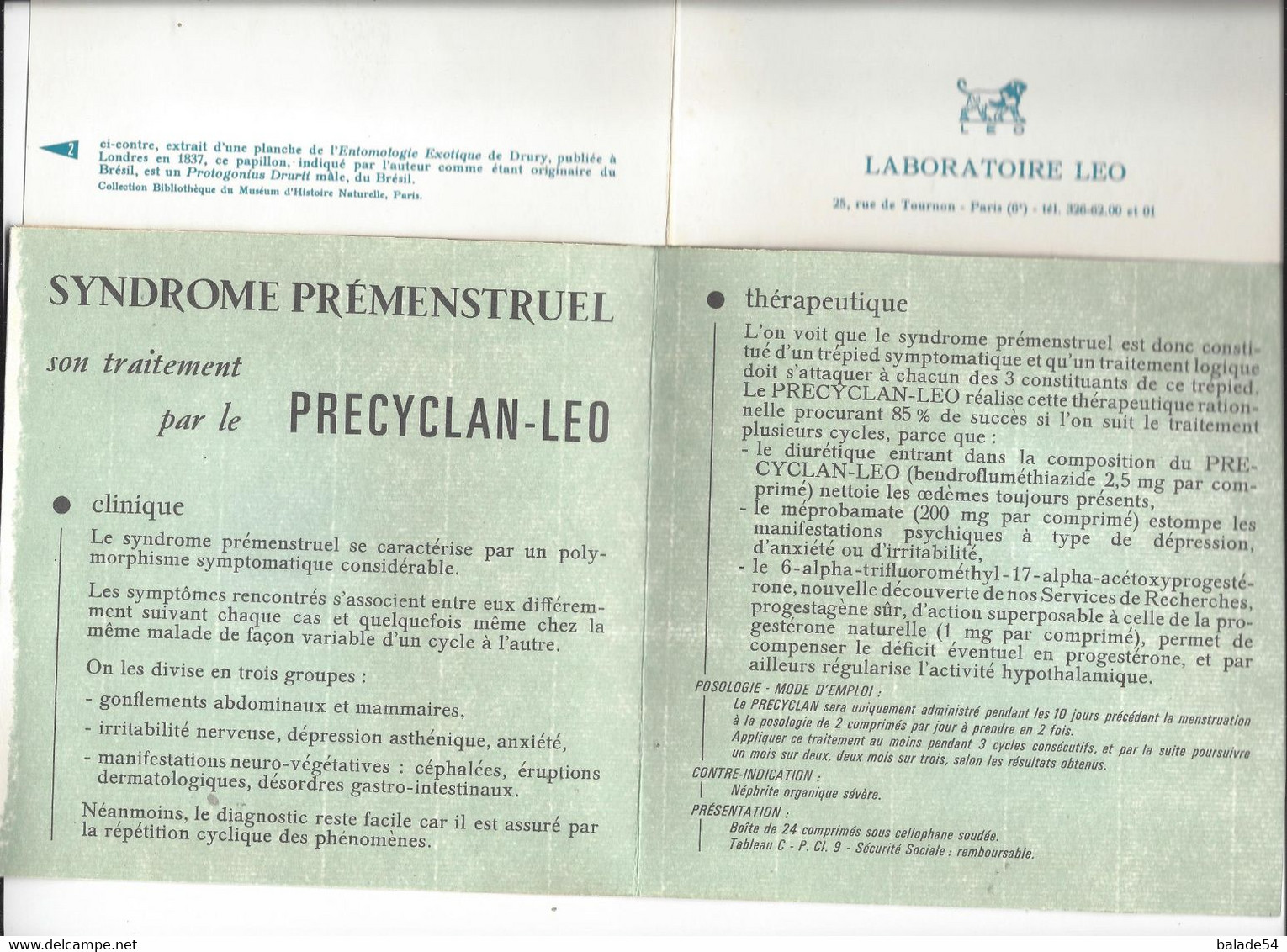 2 Cartes Publicitaire - LABORATOIRE LEO - Papillon (papillons Sur Plastique Décollé) - Papillons