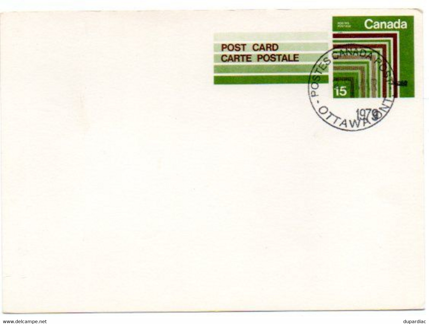 CANADA / Carte Postale : Entier Postal 15 (Cachet OTTAWA 1979). - Autres & Non Classés