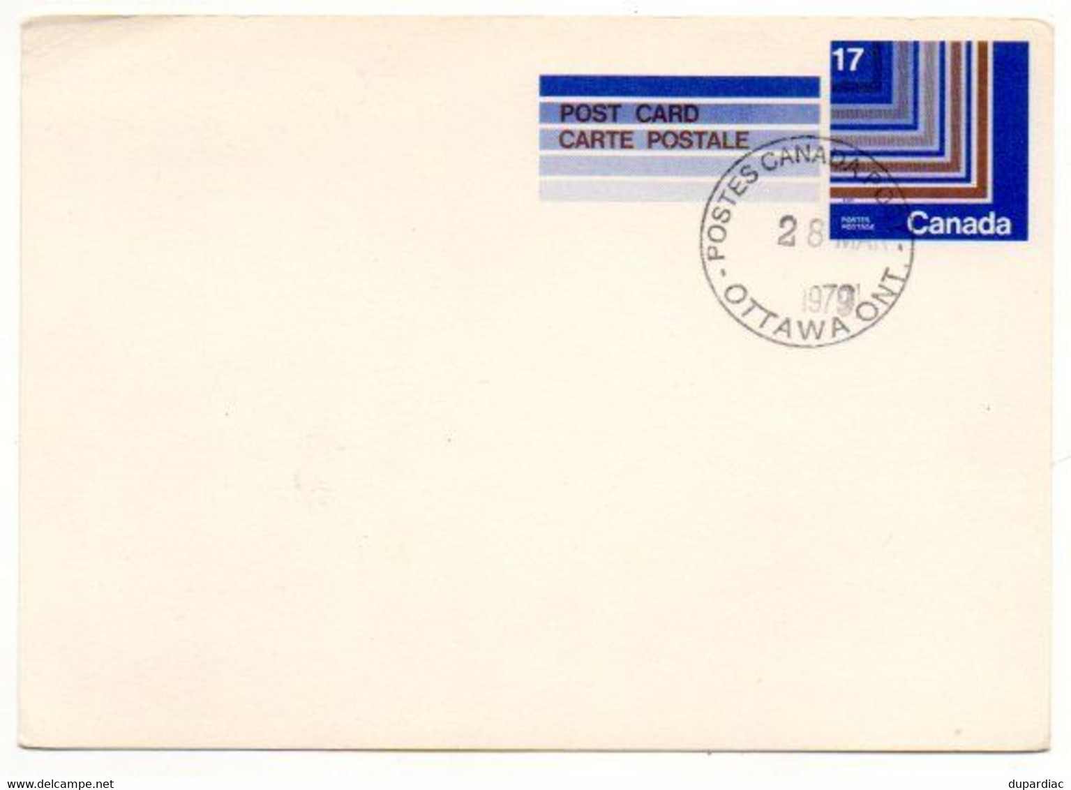 CANADA / Carte Postale : Entier Postal 17 (Cachet OTTAWA 1979). - Autres & Non Classés