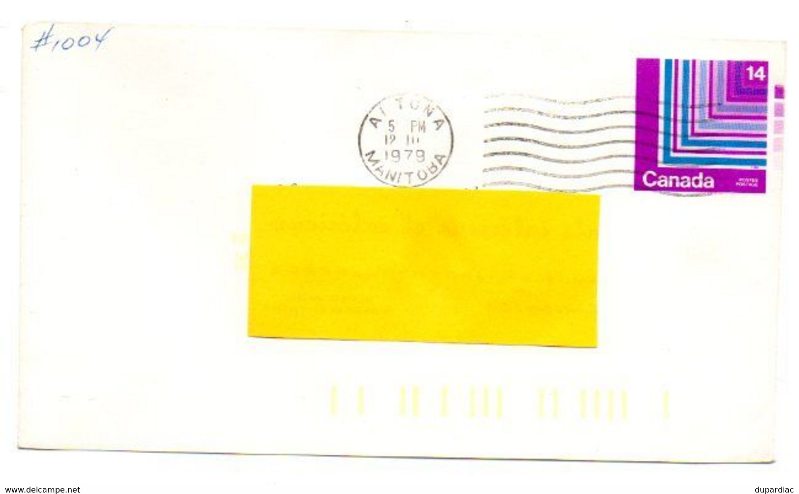 CANADA / Enveloppe : Entier Postal 14 ( Cachet ALTONA 1979). - Autres & Non Classés