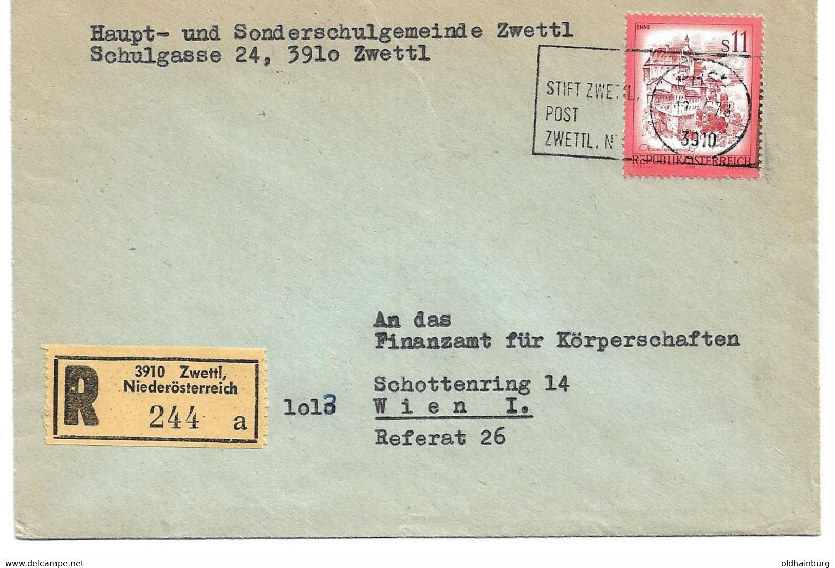 2005b: Rekobeleg 3910 Zwettl Nach Wien Mit Stift Zwettl- Kastenstempel Der Postablage, Selten - Zwettl