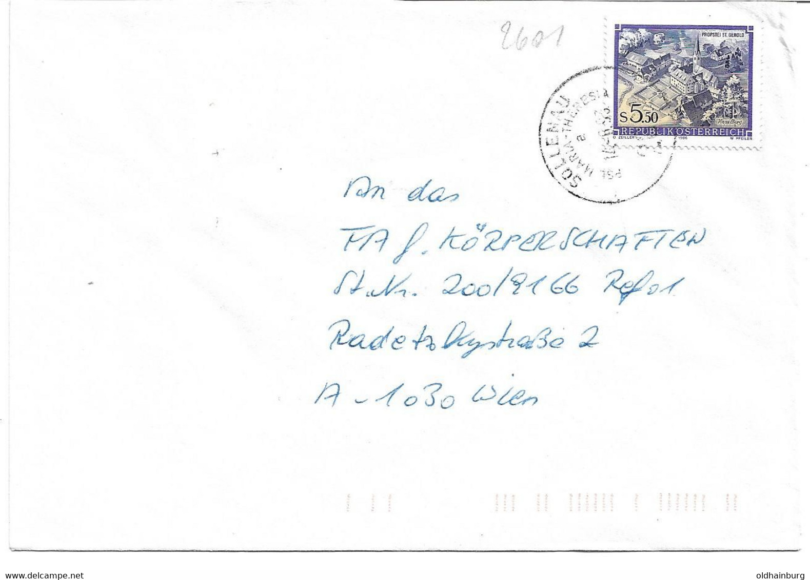 2005c: Heimatbeleg 2601 Sollenau Kleine Poststelle Maria Theresia, Gelaufen 1993 - Wiener Neustadt