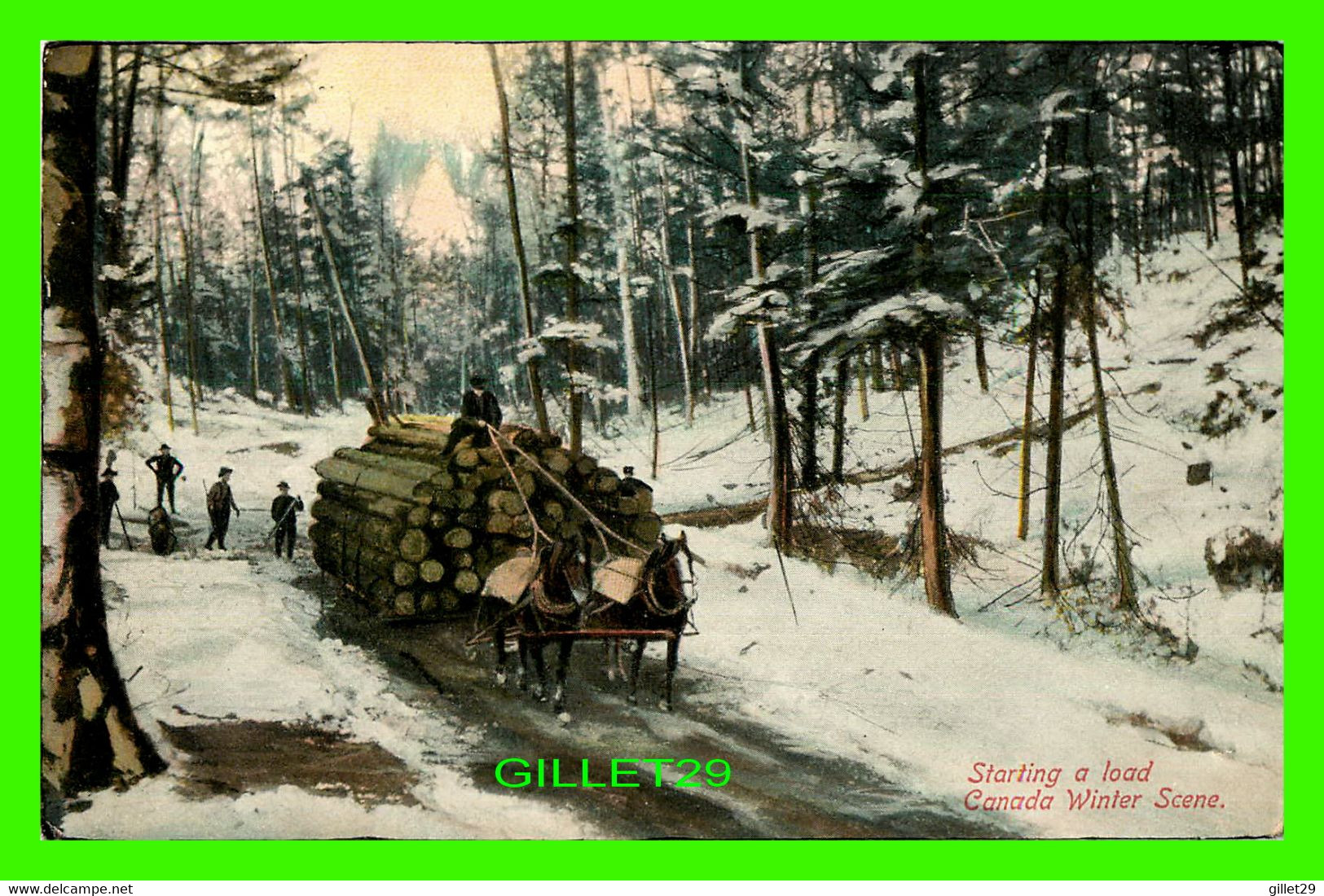 HAMILTON, ONTARIO - PEOPLES STARTING A LOAD OF WOODS - CANADA WINTER SCENE - TRAVEL IN 1910 - STEDMAN BROS - - Hamilton