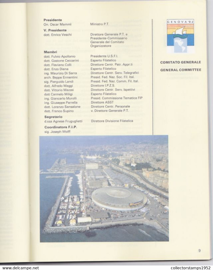 8810FM- GENOVA'92 PHILATELIC EXHIBITION STAMPS CATALOGUE, CHRISTOPHER COLUMBUS DAY, 1992, ITALY - Filatelistische Tentoonstellingen