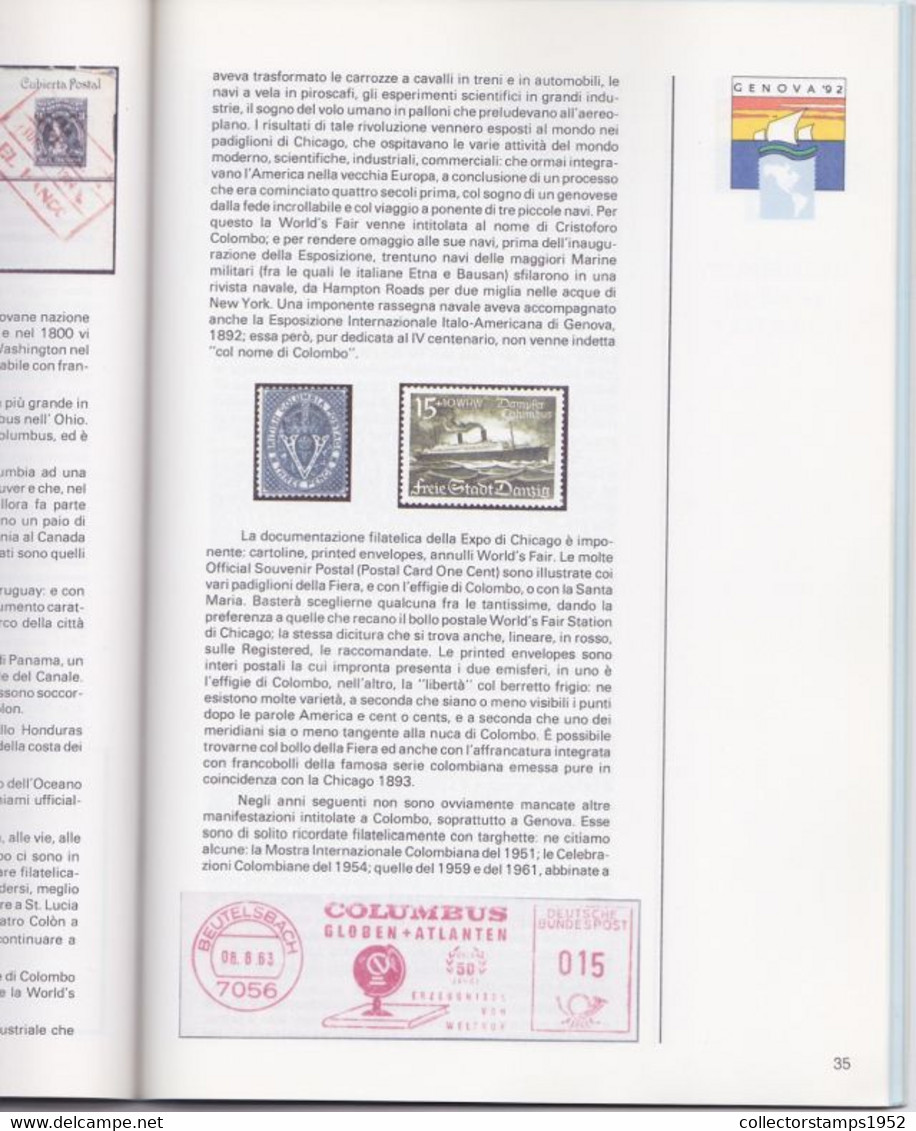 8810FM- GENOVA'92 PHILATELIC EXHIBITION STAMPS CATALOGUE, CHRISTOPHER COLUMBUS DAY, 1992, ITALY