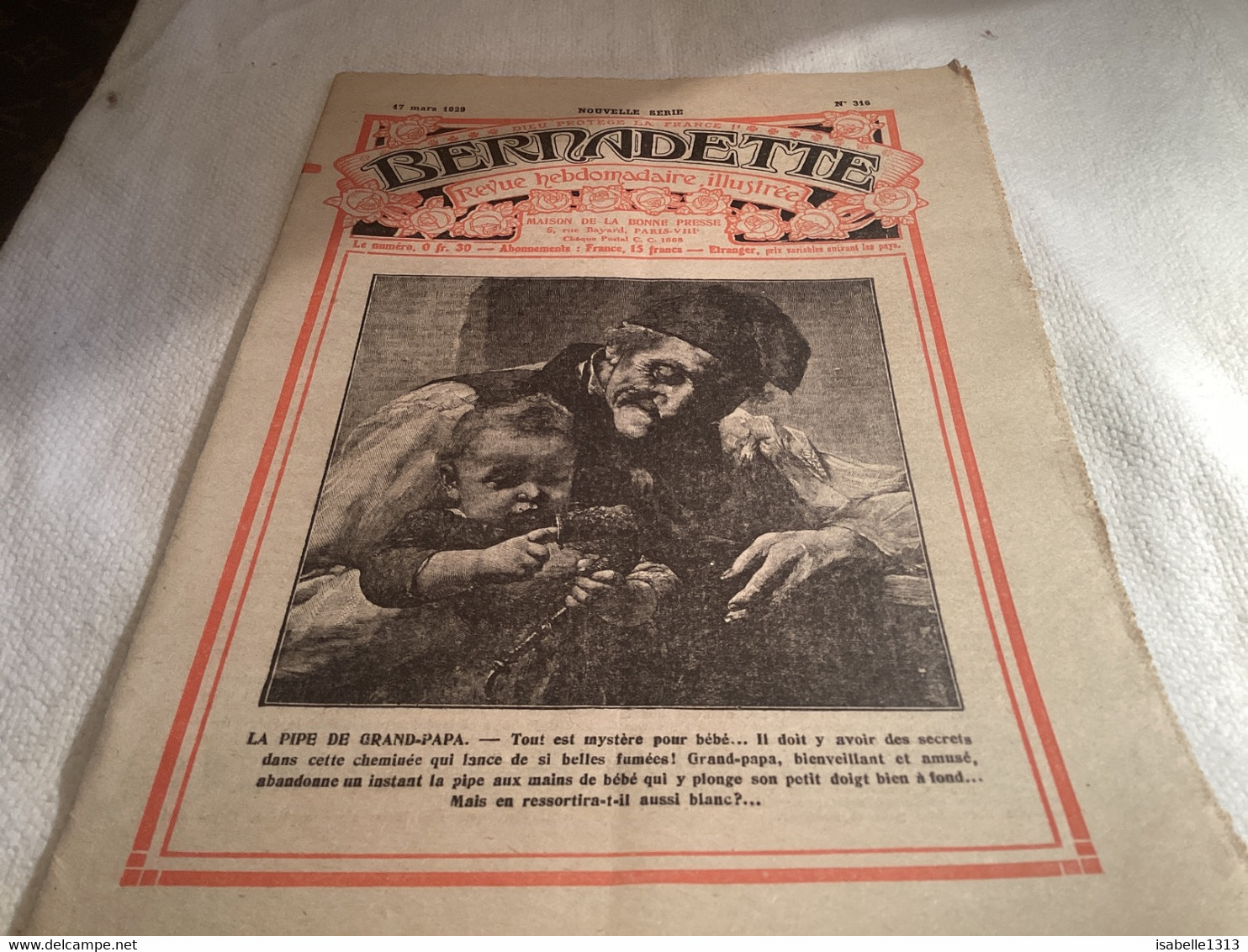 Bernadette Revue Hebdomadaire Illustrée 1929 La Pipe De Grand-papa Le  Petit Ramoneur - Bernadette