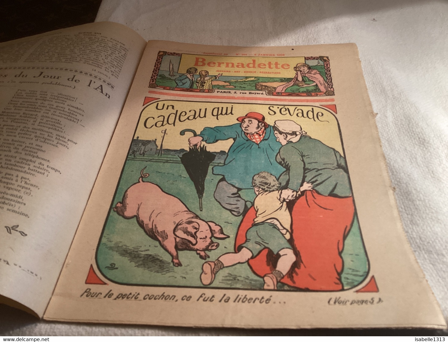 Bernadette Revue Hebdomadaire Illustrée 1929  Le Mois De Janvier Sainte-Geneviève Un Cadeau Qui S’évade Cochon - Bernadette