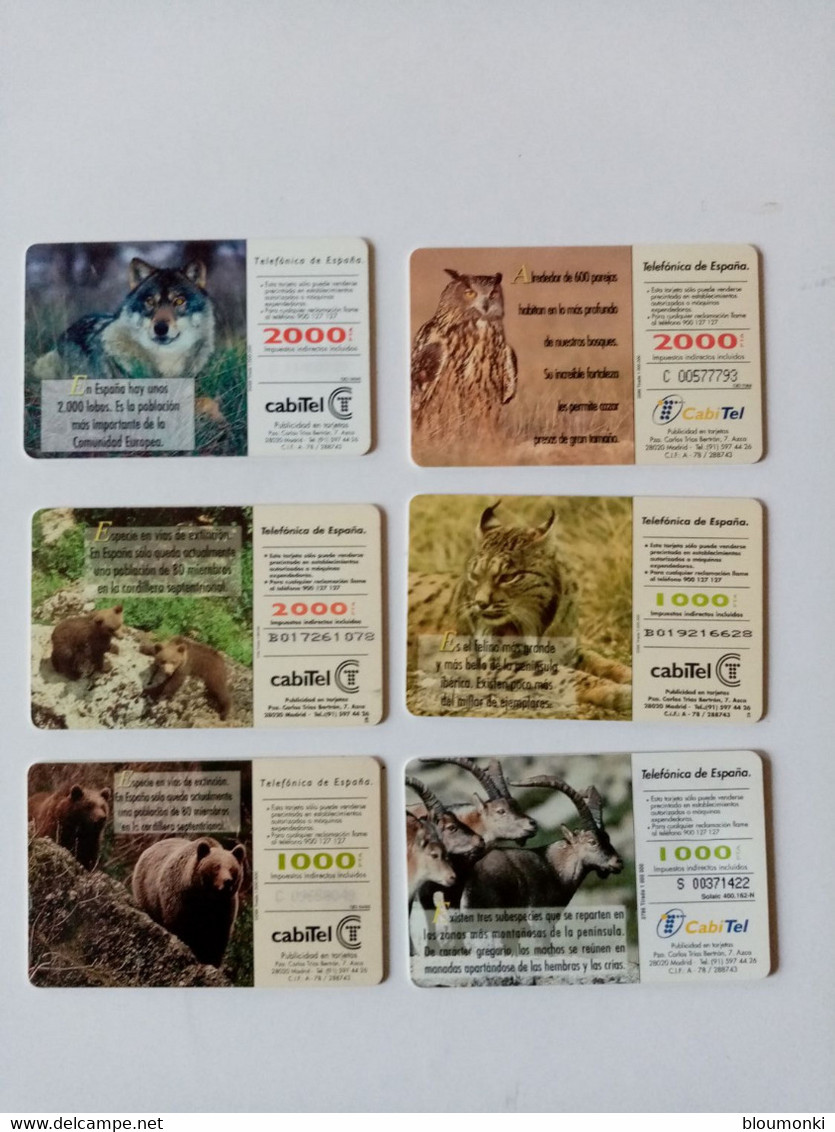 Lot De 6 Télécartes Internationales Fauna Iberica - Colecciones