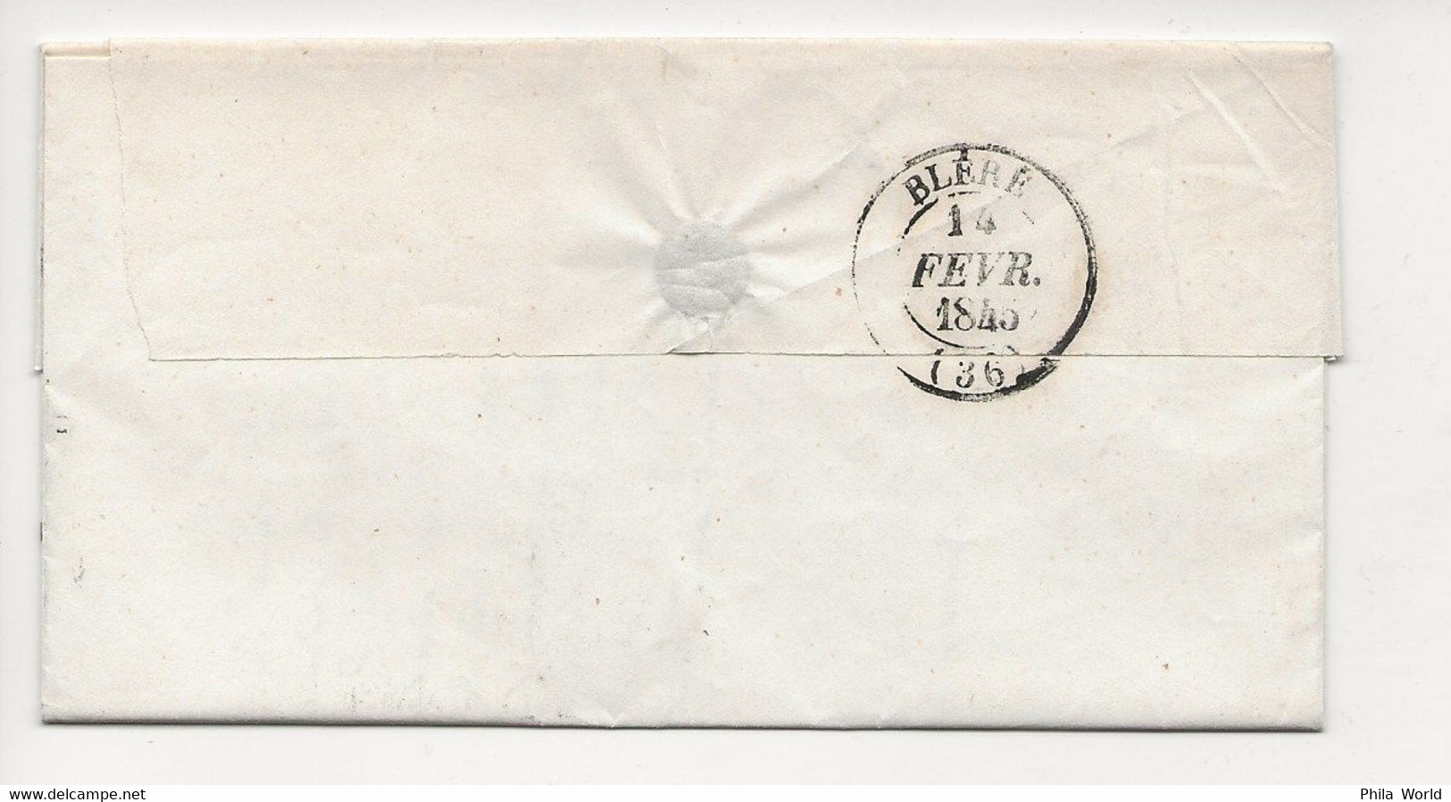 LAC 1845 LETTRE CHATEAUROUX 35 Indre Du 13 FEV 1845 Pour BLERE 14 FEV Indre Et Loire - 1801-1848: Precursors XIX