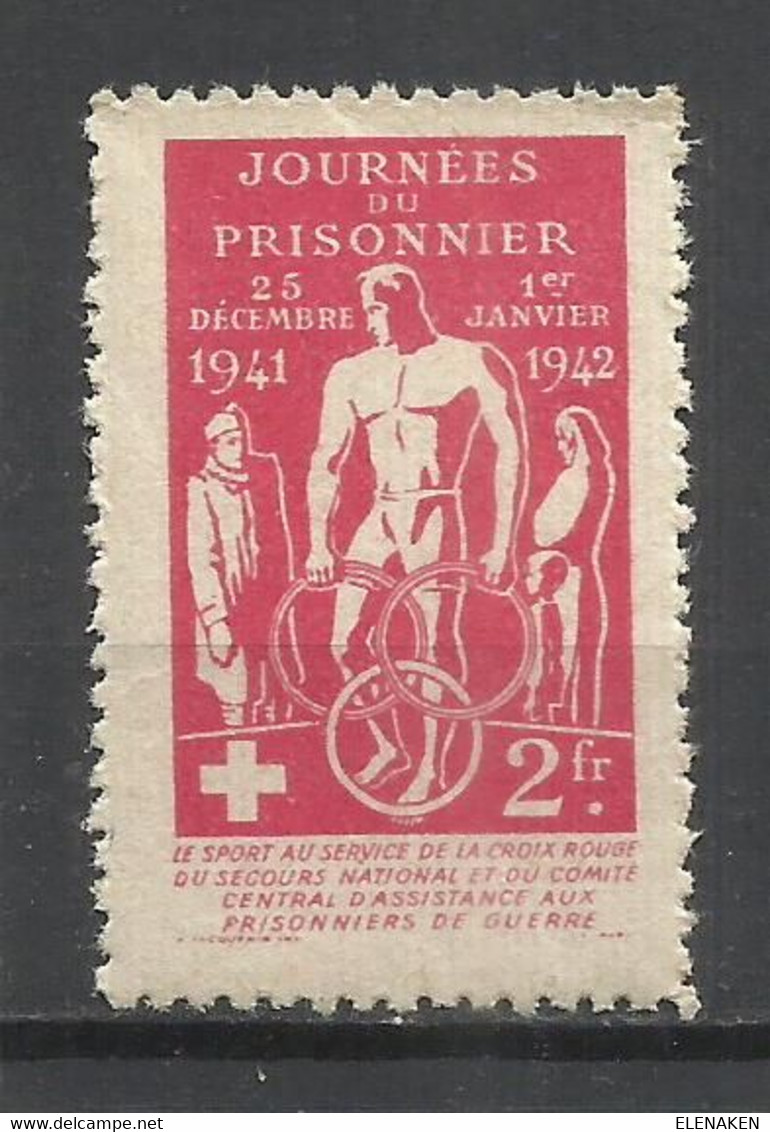 2627 -INTERESANTE VIÑETA 1942 PRISIONEROS DE GUERRA CRUZ ROJA FRANCIA.COMITÉ CENTRAL DE ASISTENCIA DE PRISIONEROS DE GU - Croix Rouge