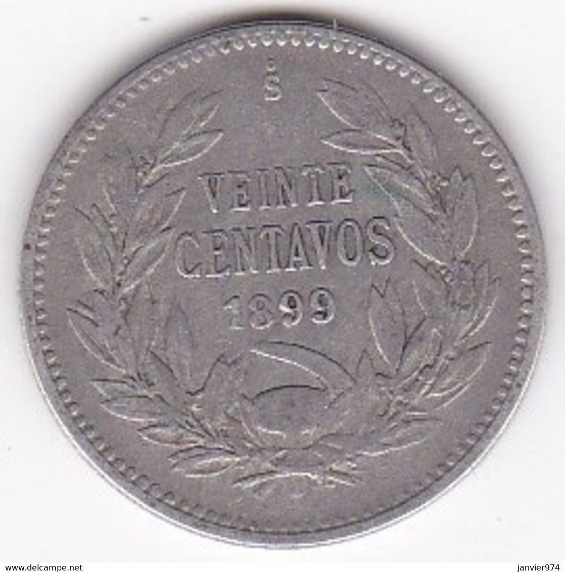 Chili 20 Centavos 1899 , En Argent , KM# 151.2 - Cile