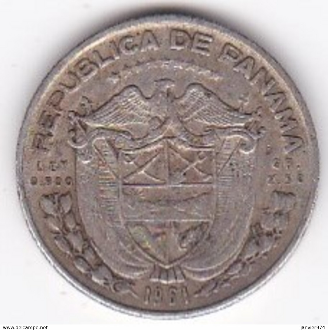 Panama 1 Decimo De Balboa 1961 , En Argent , KM# 24 - Panama