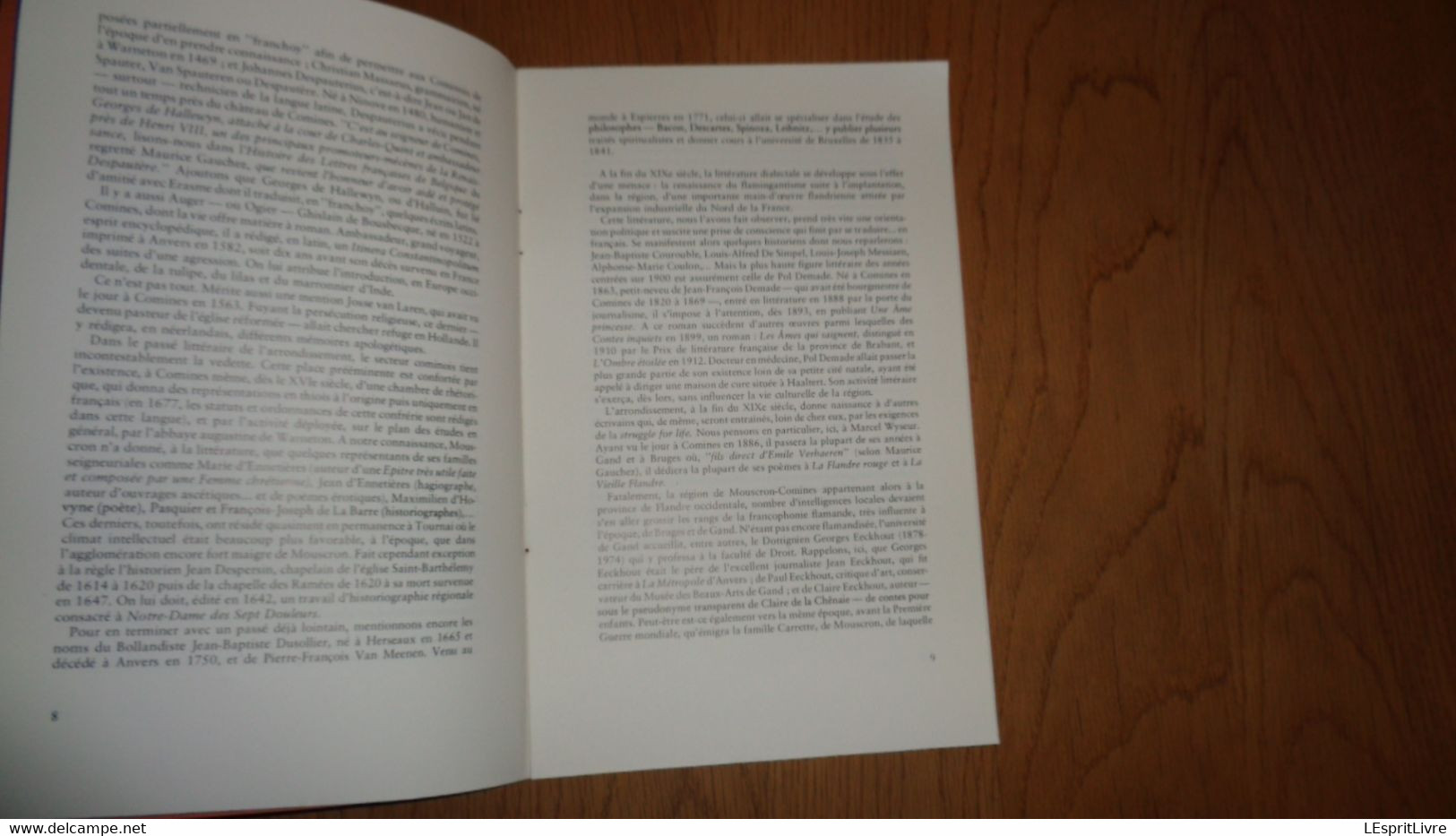 GEOGRAPHIE LITTERAIRE DE LA WALLONIE L'Arrondissement De Mouscron Comines J Delmelle Régionalisme Hainaut Littérature - Belgique