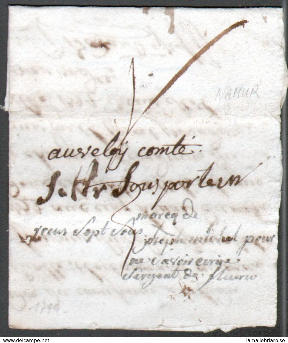 1794, Au Porteur, Ordre De Requisition Du Comissaire De Gembloux Pour Le Maire D'Auveloy (Auvelais) Comté De Namur - Other & Unclassified