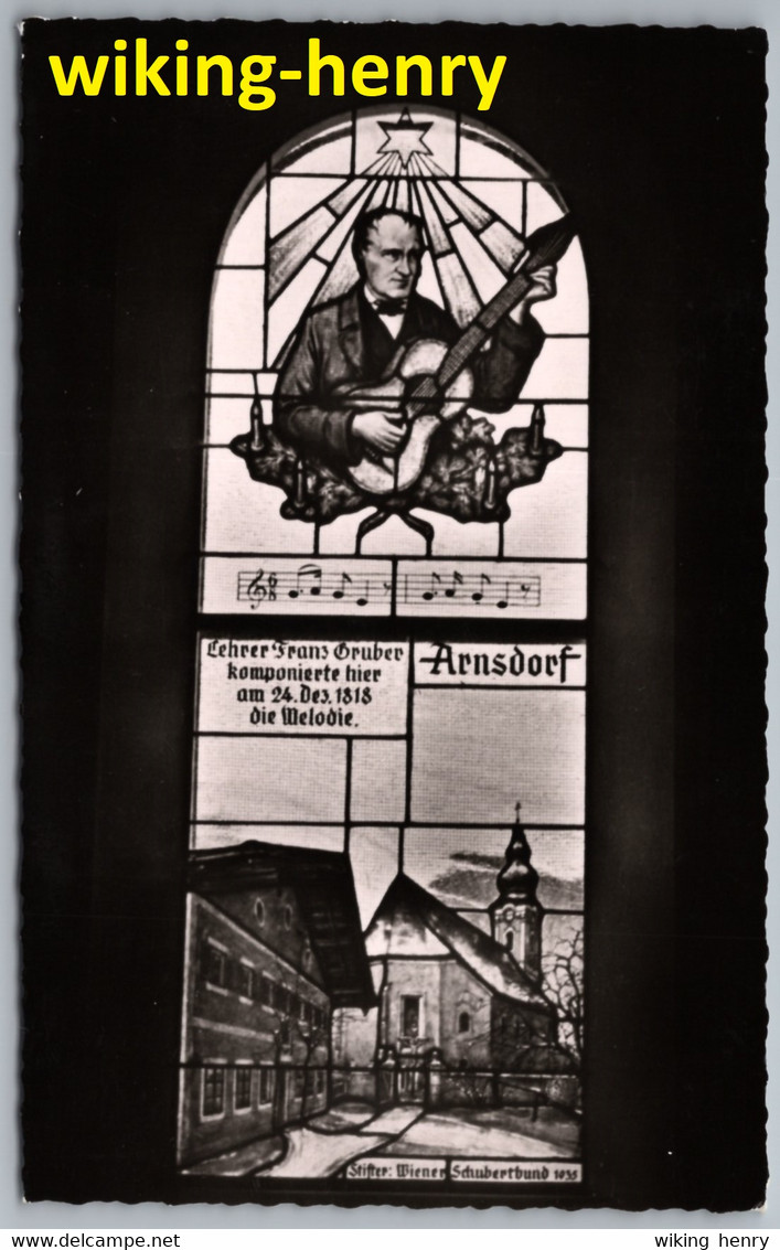 Oberndorf An Der Salzach Bei Salzburg - S/w Fenster In Der Stille Nacht Kapelle 1  Mit Stempel Entstehungsort Des Liedes - Oberndorf Bei Salzburg