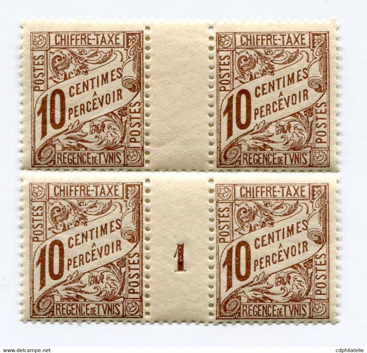 TUNISIE TIMBRE-TAXE N°29 ** EN BLOC DE 4 AVEC MILLESIME 1 (1921) - Portomarken