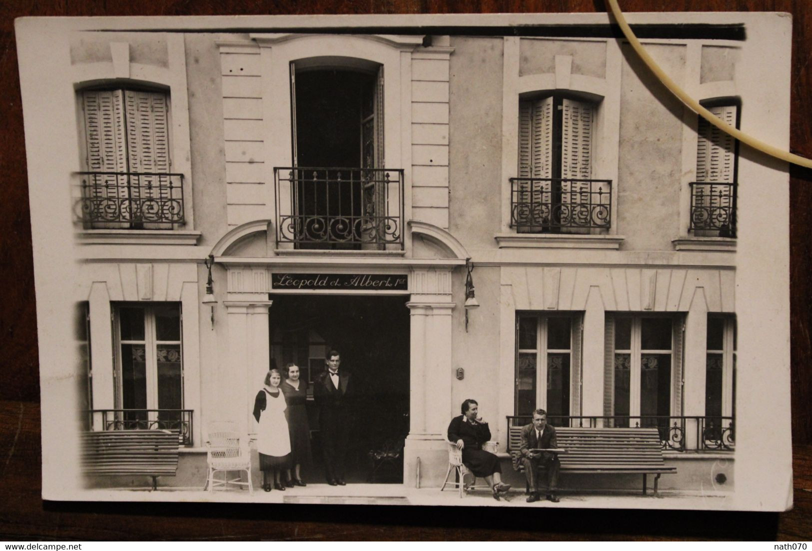 Carte Photo 1920's CPA Ak Hôtel Léopold Et Albert 1er Néris Les Bains Animée 03 Allier - Neris Les Bains