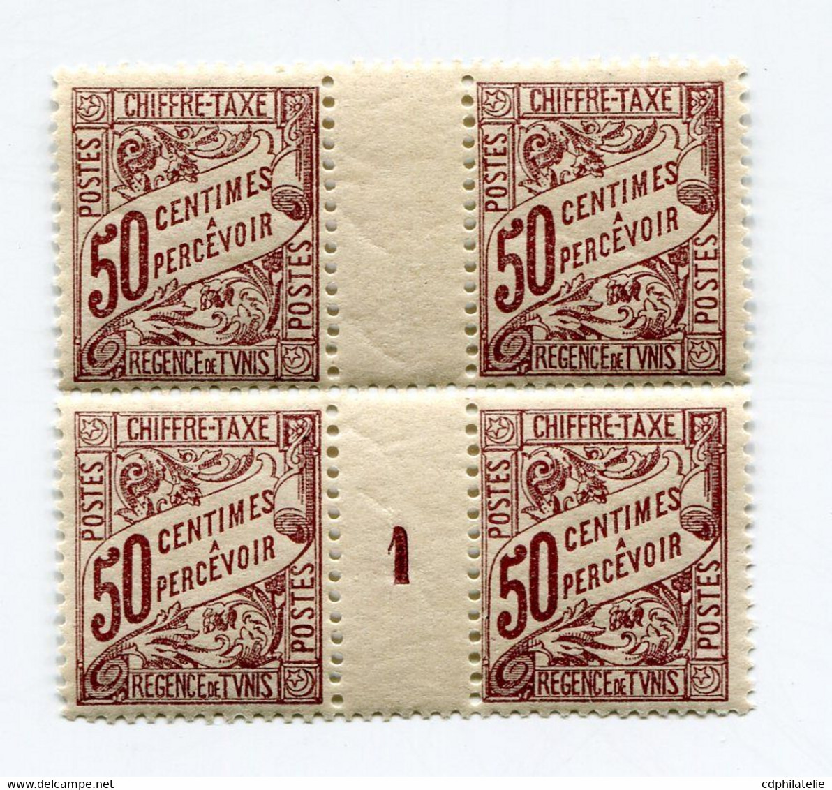 TUNISIE TIMBRE-TAXE N°32 ** EN BLOC DE 4 AVEC MILLESIME 1 (1921) - Postage Due