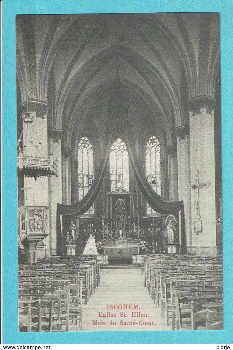 * Izegem - Iseghem (West Vlaanderen) * (Edit Vve Van Moortel - E. & B.) église Saint Hilon, Mois Du Sacré Coeur, Kerk - Izegem