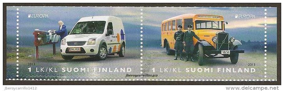 FINLANDIA/ FINLAND  - EUROPA 2013 -TEMA ANUAL " POSTAL VEHICLE"-  SERIE De 2 V JUNTOS - 2013