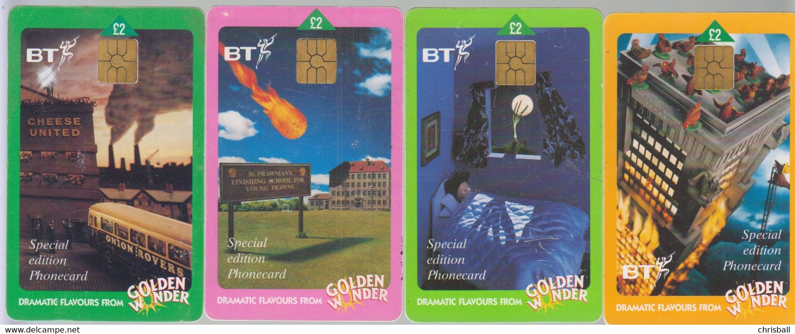 BT Set 4 'Golden Wonder' Promotional Phonecards - BT Promotionnelles