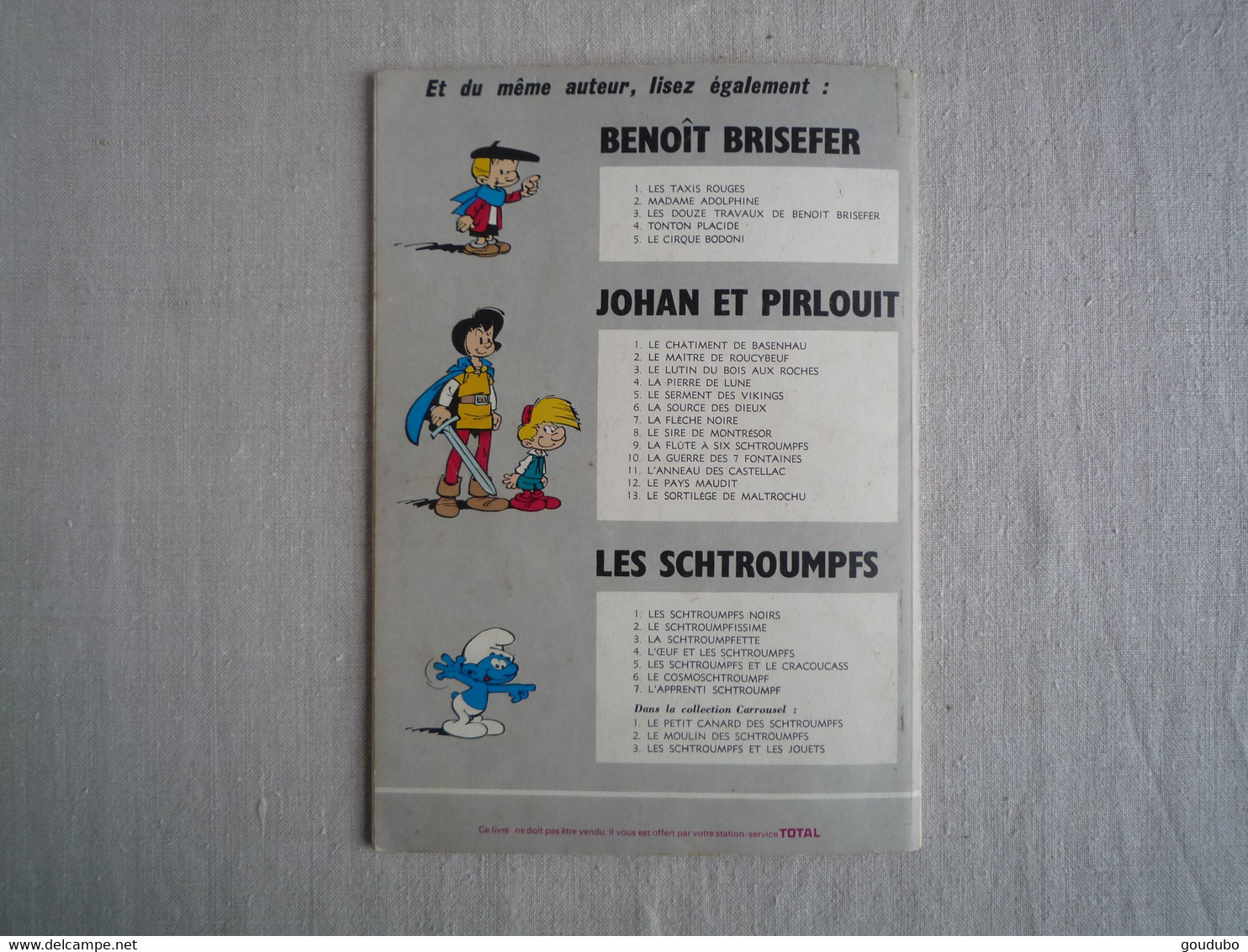 Schtroumpfonie en UT 2 histoires de Schtroumpfs par Peyo Dupuis 1972 offert par Total.