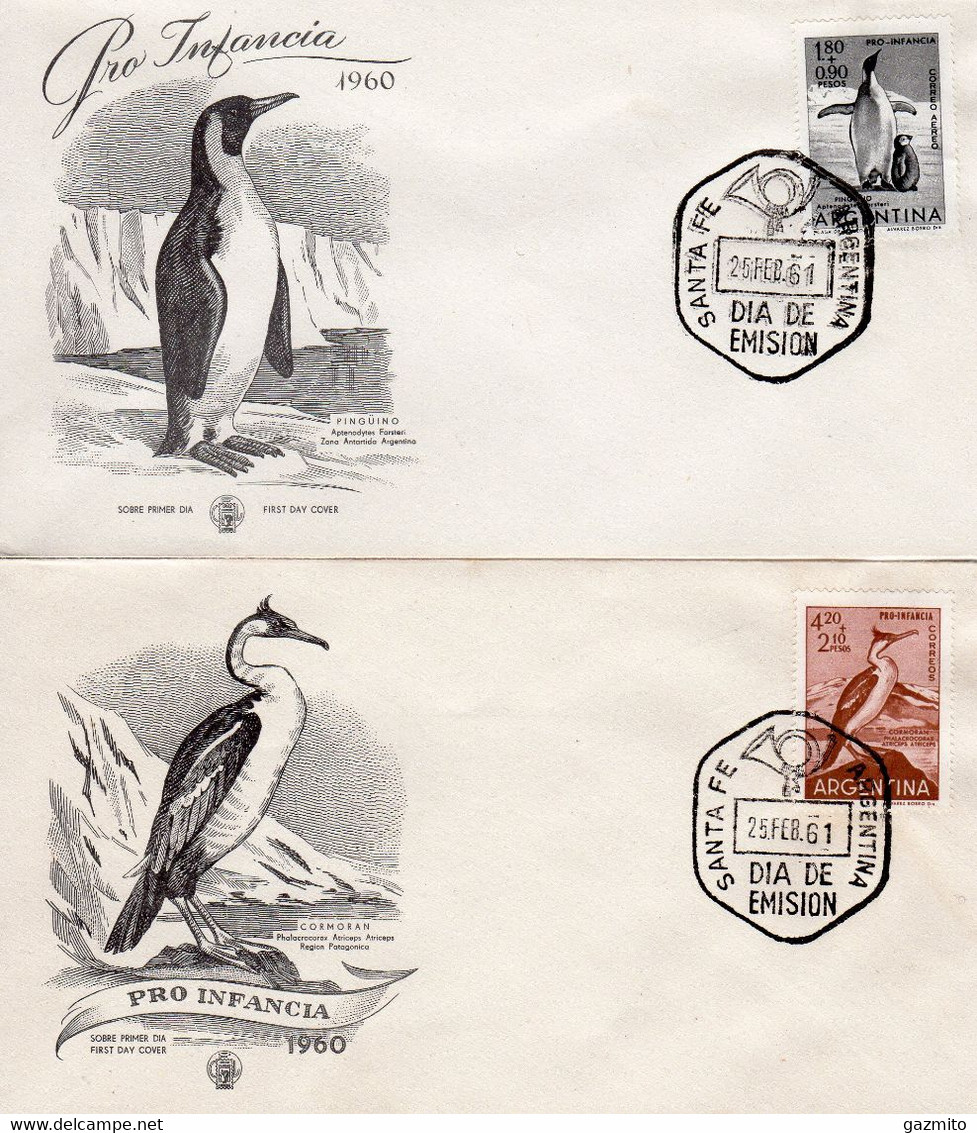 Argentina 1961, Antartic Fauna, Penguin, Bird, 2FDC - Faune Antarctique