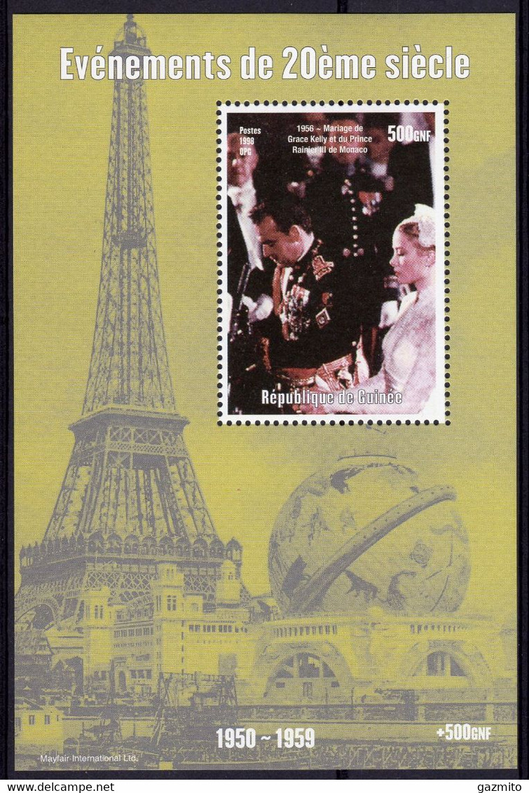 Guinea 1998, XXth Century, Wedding Prince Ranier II And Grace Kelly, BF - Guinea (1958-...)